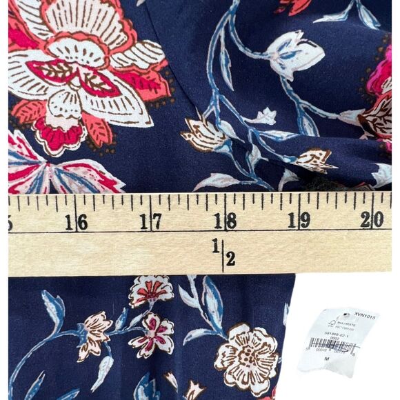 Old Navy Dress Womens Medium Blue Floral Rayon Boho Long Sleeve Mini Keyhole NEW - Picture 7 of 14